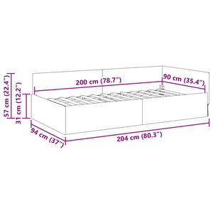vidaXL Corner Bed Frame with Headboard Light Gray 90 cm x 200 cm Fabric