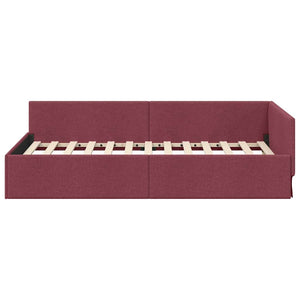 vidaXL Corner Bed Frame with Headboard Wine Red 90 cm x 200 cm Fabric
