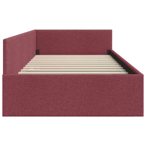 vidaXL Corner Bed Frame with Headboard Wine Red 90 cm x 200 cm Fabric
