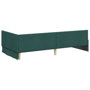 vidaXL Corner Bed Frame with Headboard Dark Green 90 cm x 200 cm Fabric