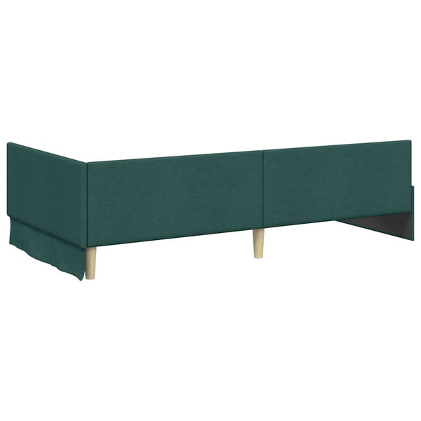 vidaXL Corner Bed Frame with Headboard Dark Green 90 cm x 200 cm Fabric