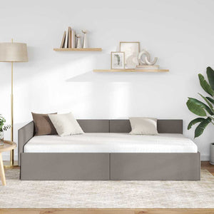 vidaXL Corner Bed Frame with Headboard Taupe 90 cm x 200 cm Fabric
