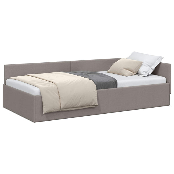 vidaXL Corner Bed Frame with Headboard Taupe 90 cm x 200 cm Fabric