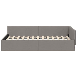 vidaXL Corner Bed Frame with Headboard Taupe 90 cm x 200 cm Fabric