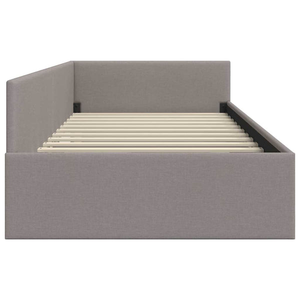 vidaXL Corner Bed Frame with Headboard Taupe 90 cm x 200 cm Fabric