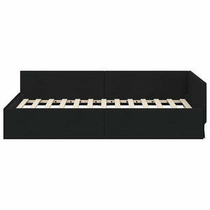 vidaXL Corner Bed Frame with Headboard Black 100 cm x 200 cm Fabric