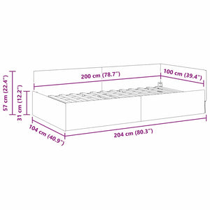vidaXL Corner Bed Frame with Headboard Black 100 cm x 200 cm Fabric