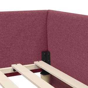 vidaXL Corner Bed Frame with Headboard Wine Red 100 cm x 200 cm Fabric