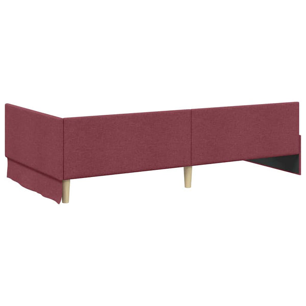 vidaXL Corner Bed Frame with Headboard Wine Red 100 cm x 200 cm Fabric