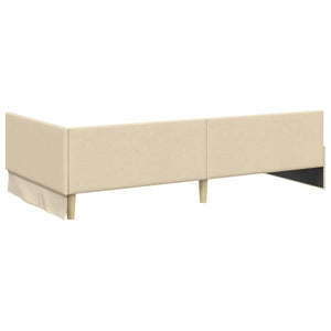 vidaXL Corner Bed Frame with Headboard Cream 100 cm x 200 cm Fabric