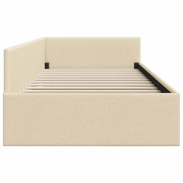vidaXL Corner Bed Frame with Headboard Cream 100 cm x 200 cm Fabric