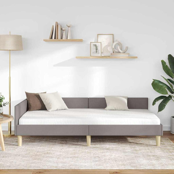 vidaXL Corner Bed Frame Taupe 90 x 200 cm Fabric