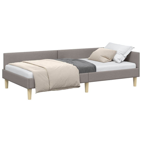 vidaXL Corner Bed Frame Taupe 90 x 200 cm Fabric
