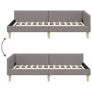 vidaXL Corner Bed Frame Taupe 90 x 200 cm Fabric
