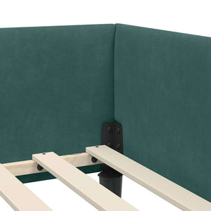 vidaXL Corner Bed Frame with Headboard Dark Green 80 cm x 200 cm Velvet