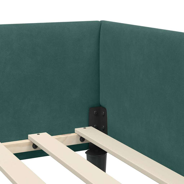 vidaXL Corner Bed Frame with Headboard Dark Green 80 cm x 200 cm Velvet