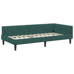 vidaXL Corner Bed Frame with Headboard Dark Green 80 cm x 200 cm Velvet