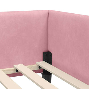vidaXL Corner Bed Frame with Headboard Pink 80 cm x 200 cm Velvet