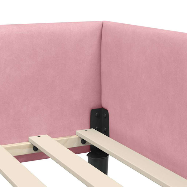 vidaXL Corner Bed Frame with Headboard Pink 80 cm x 200 cm Velvet