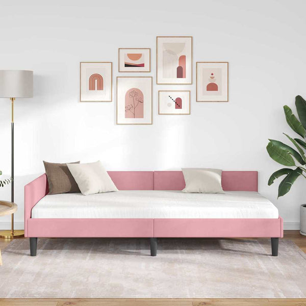 vidaXL Corner Bed Frame with Headboard Pink 80 cm x 200 cm Velvet