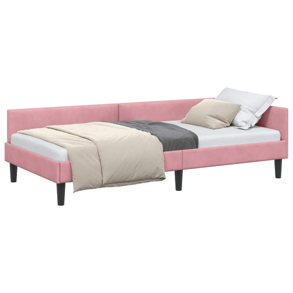 vidaXL Corner Bed Frame with Headboard Pink 80 cm x 200 cm Velvet