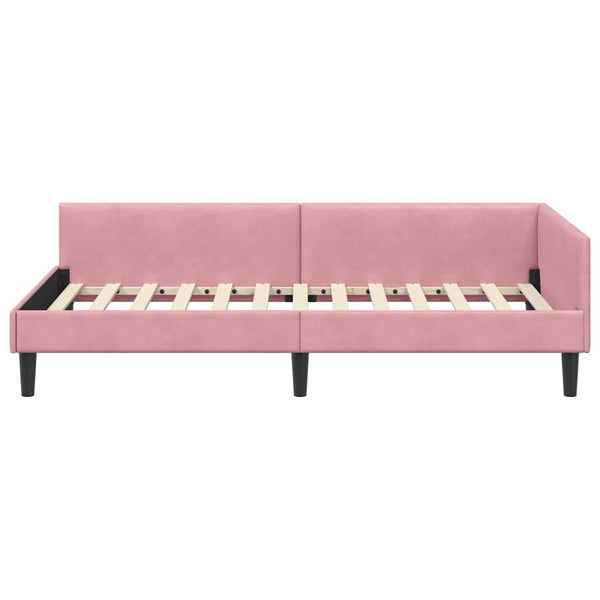 vidaXL Corner Bed Frame with Headboard Pink 80 cm x 200 cm Velvet