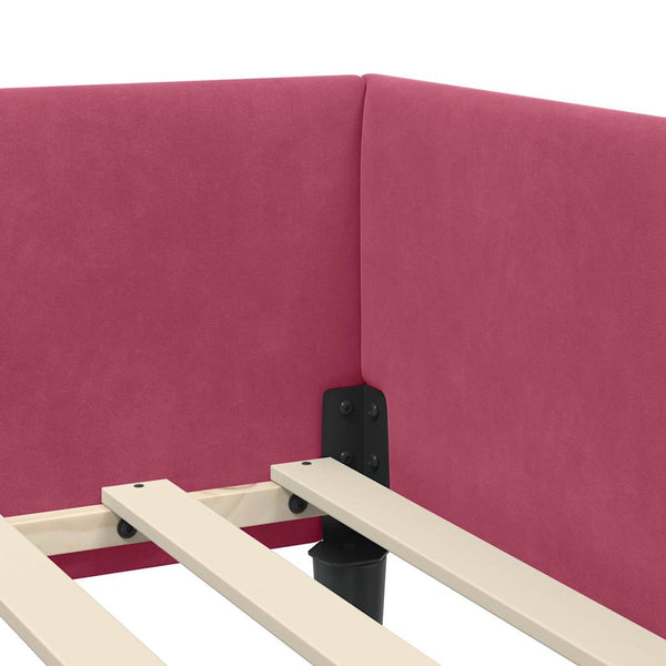 vidaXL Corner Bed Frame with Headboard Wine Red 80 cm x 200 cm Velvet