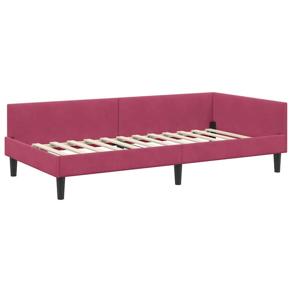 vidaXL Corner Bed Frame with Headboard Wine Red 80 cm x 200 cm Velvet
