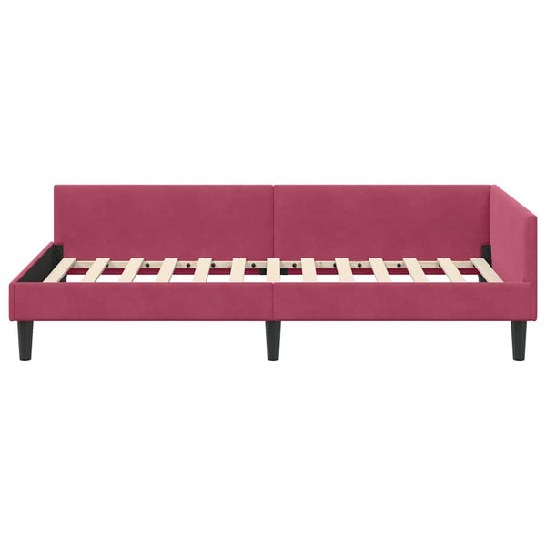 vidaXL Corner Bed Frame with Headboard Wine Red 80 cm x 200 cm Velvet