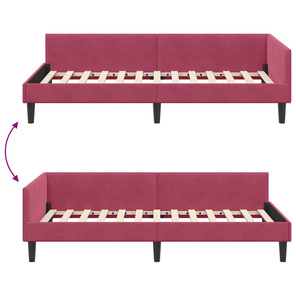 vidaXL Corner Bed Frame with Headboard Wine Red 80 cm x 200 cm Velvet
