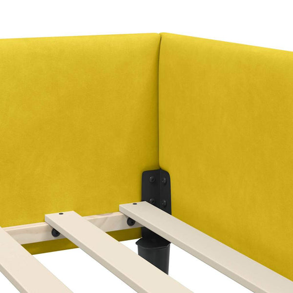 vidaXL Corner Bed Frame with Headboard Yellow 80 cm x 200 cm Velvet
