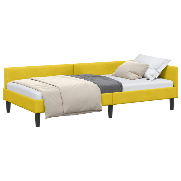 vidaXL Corner Bed Frame with Headboard Yellow 80 cm x 200 cm Velvet