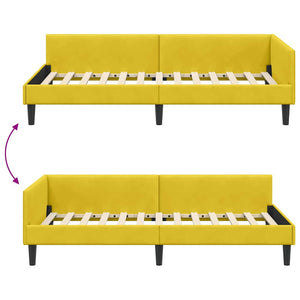 vidaXL Corner Bed Frame with Headboard Yellow 80 cm x 200 cm Velvet