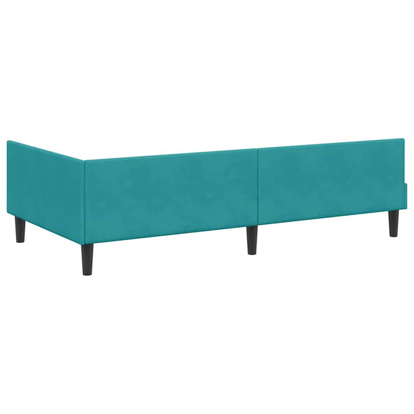 vidaXL Corner Bed Frame with Headboard Turquoise 80 cm x 200 cm Velvet