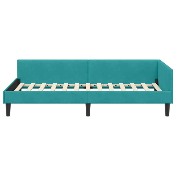 vidaXL Corner Bed Frame with Headboard Turquoise 80 cm x 200 cm Velvet