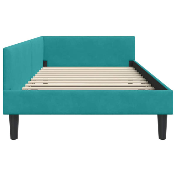 vidaXL Corner Bed Frame with Headboard Turquoise 80 cm x 200 cm Velvet
