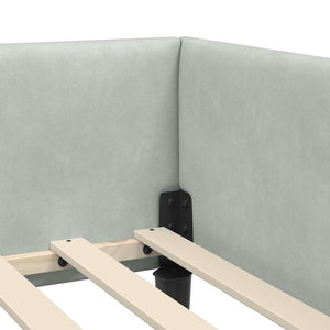 vidaXL Corner Bed Frame with Headboard Light Gray 90 cm x 190 cm Velvet