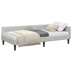 vidaXL Corner Bed Frame with Headboard Light Gray 90 cm x 190 cm Velvet