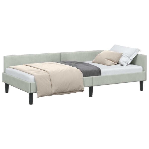 vidaXL Corner Bed Frame with Headboard Light Gray 90 cm x 190 cm Velvet