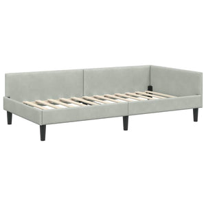 vidaXL Corner Bed Frame with Headboard Light Gray 90 cm x 190 cm Velvet