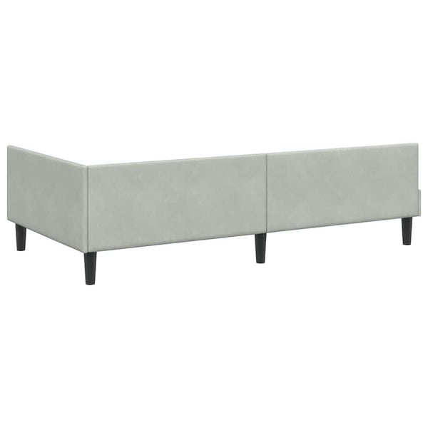 vidaXL Corner Bed Frame with Headboard Light Gray 90 cm x 190 cm Velvet