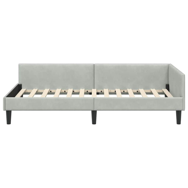 vidaXL Corner Bed Frame with Headboard Light Gray 90 cm x 190 cm Velvet