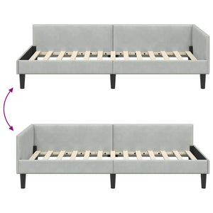 vidaXL Corner Bed Frame with Headboard Light Gray 90 cm x 190 cm Velvet