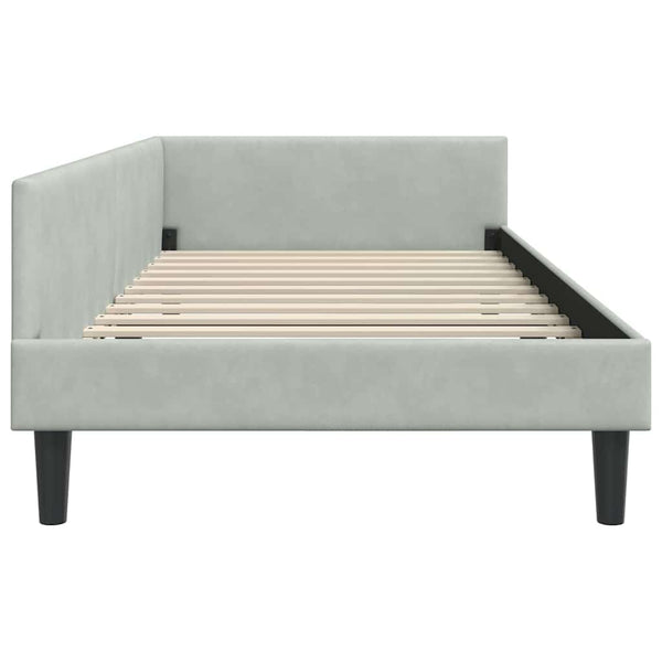 vidaXL Corner Bed Frame with Headboard Light Gray 90 cm x 190 cm Velvet