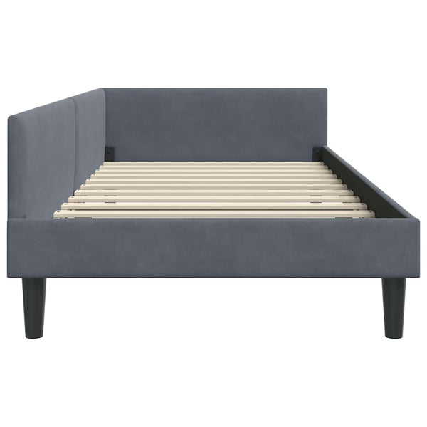 vidaXL Corner Bed Frame with Headboard Dark Grey 90 cm x 190 cm Velvet