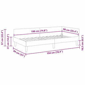 vidaXL Corner Bed Frame with Headboard Dark Grey 90 cm x 190 cm Velvet
