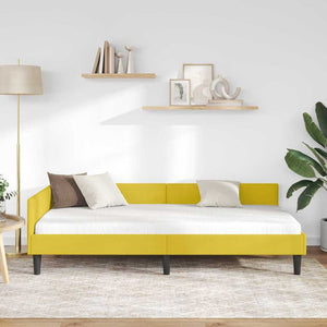 vidaXL Corner Bed Frame with Headboard Yellow 90 cm x 190 cm Velvet