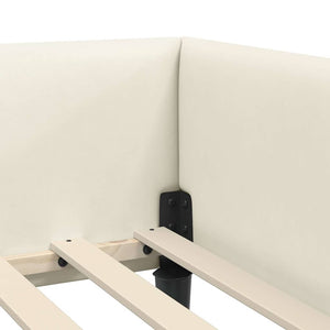 vidaXL Corner Bed Frame with Headboard Cream 90 cm x 190 cm Velvet