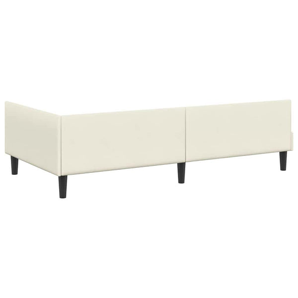 vidaXL Corner Bed Frame with Headboard Cream 90 cm x 190 cm Velvet