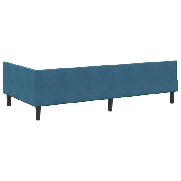 vidaXL Corner Bed Frame with Headboard Blue 90 cm x 200 cm Velvet